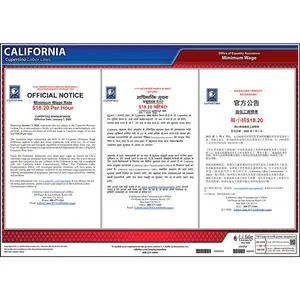 California / Cupertino Minimum Wage Poster - Polypropylene Main Image