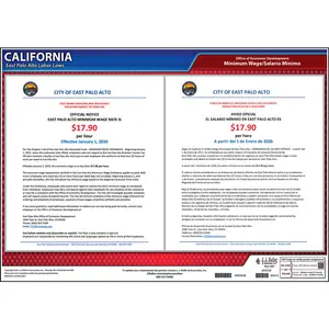 California / East Palo Alto Minimum Wage Poster - Polypropylene Main Image
