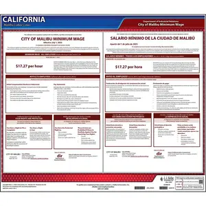 California / Malibu Minimum Wage Poster - Polypropylene Main Image