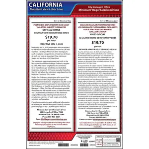 California / Mountain View Minimum Wage Poster - Polypropylene Main Image