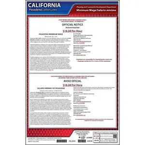 California / Pasadena Minimum Wage Poster - Polypropylene Main Image