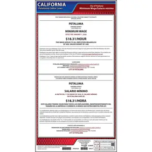 California / Petaluma Minimum Wage Poster - Polypropylene Main Image