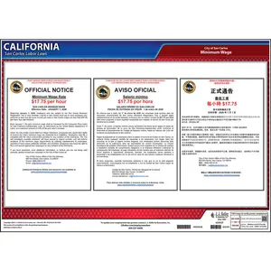 California / San Carlos Minimum Wage Poster - Polypropylene Main Image