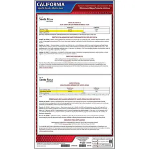 California / Santa Rosa Minimum Wage Poster - Polypropylene Main Image