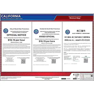 California / South San Francisco Minimum Wage Poster - Polypropylene Main Image