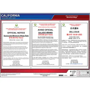 California / Sunnyvale Minimum Wage Poster - Polypropylene Main Image