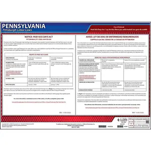 Pennsylvania/Pittsburgh Paid Sick Leave Poster - Polypropylene Main Image