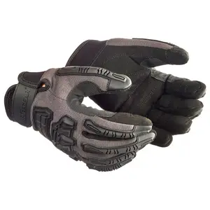 J. J. Keller® SAFEGEAR® Mechanics Impact Reducing Gloves - Large, Black/Gray, 1 Pair Main Image