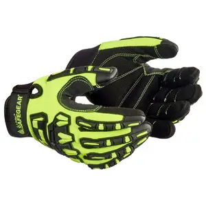 J. J. Keller® SAFEGEAR® Mechanics Impact Reducing Gloves - X-Large, Lime/Dark Gray, 1 Pair Main Image