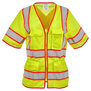 J. J. Keller® SAFEGEAR® Women’s Hi-Vis Type R Class 3 Vest - Zipper Closure - Small, Lime Green Main Image