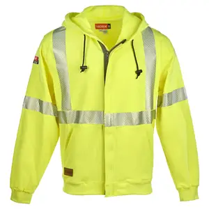 J. J. Keller® SAFEGEAR® Flame Resistant Hi Vis Full-Zip Sweatshirt, Type R Class 3, CAT 2 - Small Main Image