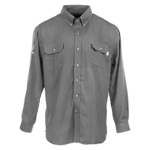 J. J. Keller® SAFEGEAR® Flame Resistant Long Sleeve Button-Down Vented Gray Work Shirt CAT 2 - Small Main Image