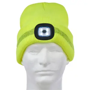 J. J. Keller® SAFEGEAR® Unisex Beanie with Rechargeable Light - Lime Green Main Image