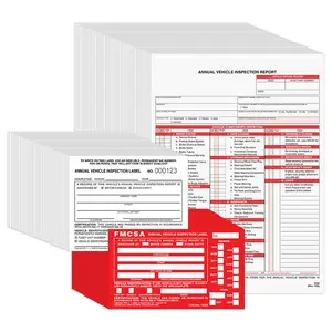 Annual Vehicle Inspection Report with Interior Vinyl Label, and Aluminum Exterior Label Combo Pack - 100 per pack Main Image