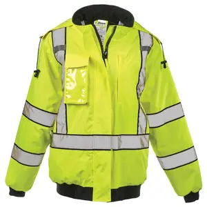 J. J. Keller® SAFEGEAR® Women’s Hi-Vis Bomber Jacket Type R Class 3 - Small, Lime Green Main Image