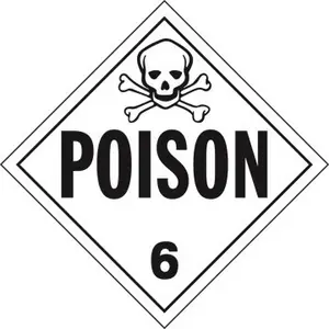 Division 6.1 Poison Placard - Worded - 4 mil Vinyl, Removable Adhesive Main Image