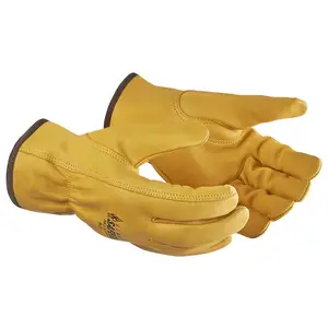 J. J. Keller® SAFEGEAR® Yellow Cowhide Leather Driver Gloves with Keystone Thumb - Large, 1 pair Main Image