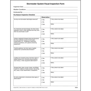 Stormwater System Visual Inspection Form, Padded Format,  8-1/2" W x 11-3/4" L Main Image