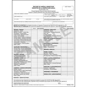 Record of Annual Inspection - Stock, Bilingual Form Main Image