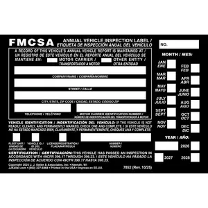 Annual Vehicle Inspection Label - Aluminum w/ Punch Boxes, Bilingual, 6" W x 4" L Main Image