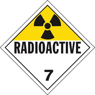 Class 7 Radioactive Placard - Worded - 20 mil Polystyrene, Laminated Main Image