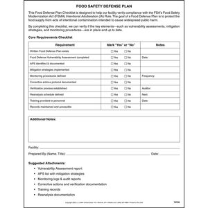 Food Safety FDA-Aligned Food Defense Plan