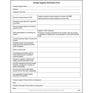 Foreign Supplier Verification Form