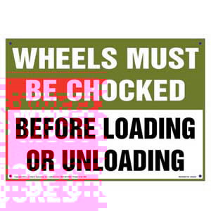 Wheels Must Be Chocked Before Loading/Unloading Sign