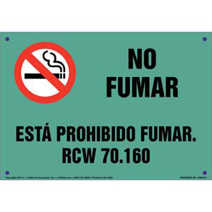 Washington Clean Indoor Air Act: Smoking Prohibited Sign - Spanish
