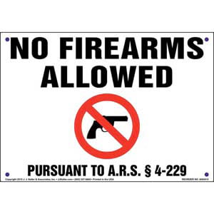 Arizona No Firearms Allowed Sign