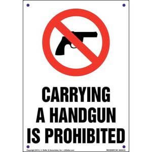 Arkansas: Carrying a Handgun is Prohibited Sign