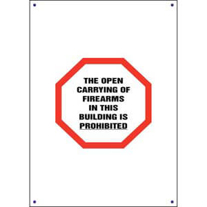 Kansas: Open Carry of Firearms in Building is Prohibited Sign