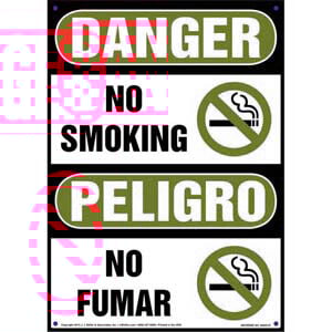 Danger: No Smoking - OSHA Bilingual Sign