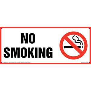 No Smoking Sign with Icon - Red Border, Long Format