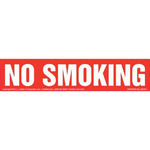 No Smoking Label - White Text on Red, Long Format