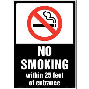 No Smoking Within 25 Feet of Entrance Sign