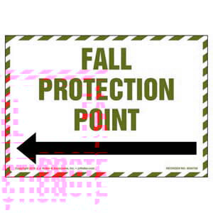 Fall Protection Anchor Point With Left Arrow Graphic Label