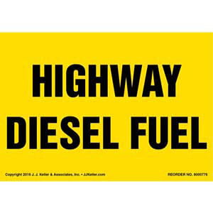 Highway Diesel Fuel Label - Yellow