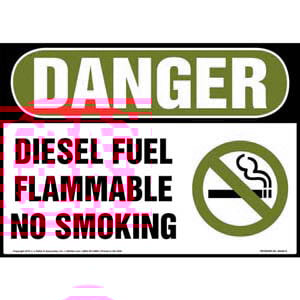 Danger: Diesel Fuel Flammable No Smoking Sign - OSHA