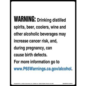 California Prop 65: Alcoholic Beverages Warning Sign