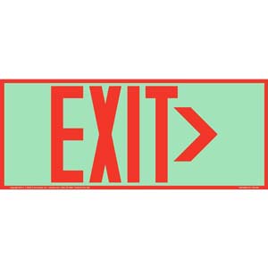 Directional Exit Right Sign - Red, Long Format, Glow In The Dark