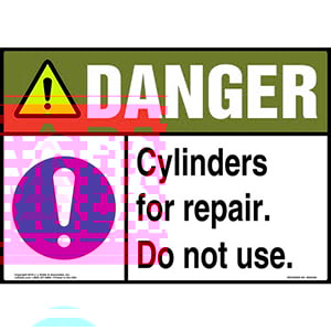 Danger: Cylinders For Repair, Do Not Use Sign with Icon - ANSI