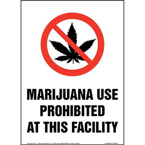Marijuana Use Prohibited At This Facility Sign with Icon - Portrait