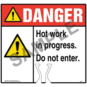 Cone Topper Sign - Danger: Hot Work In Progress Do Not Enter Sign with Icon - ANSI Main Image