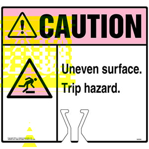 Cone Topper Sign - Caution: Uneven Surface Trip Hazard Sign with Icon - ANSI Main Image