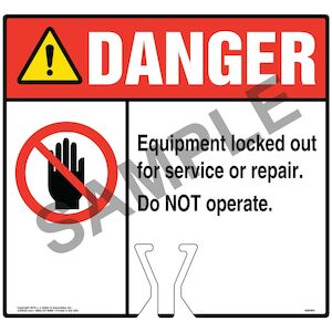 Cone Topper Sign - Danger: Equipment Locked Out For Service Or Repair Sign with Icon - ANSI Main Image