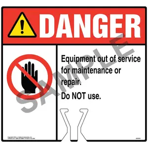Cone Topper Sign - Danger: Equipment Out Of Service For Maintenance Or Repair Sign with Icon - ANSI Main Image