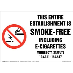 Minnesota Statute: This Entire Establishment Is Smoke-Free Sign