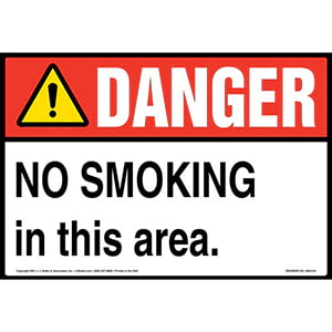Danger: No Smoking in This Area Sign – ANSI – Extra-Large