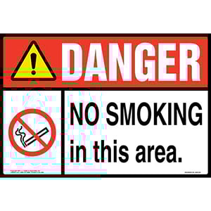 Danger: No Smoking in This Area Sign with Icon – ANSI – Extra-Large